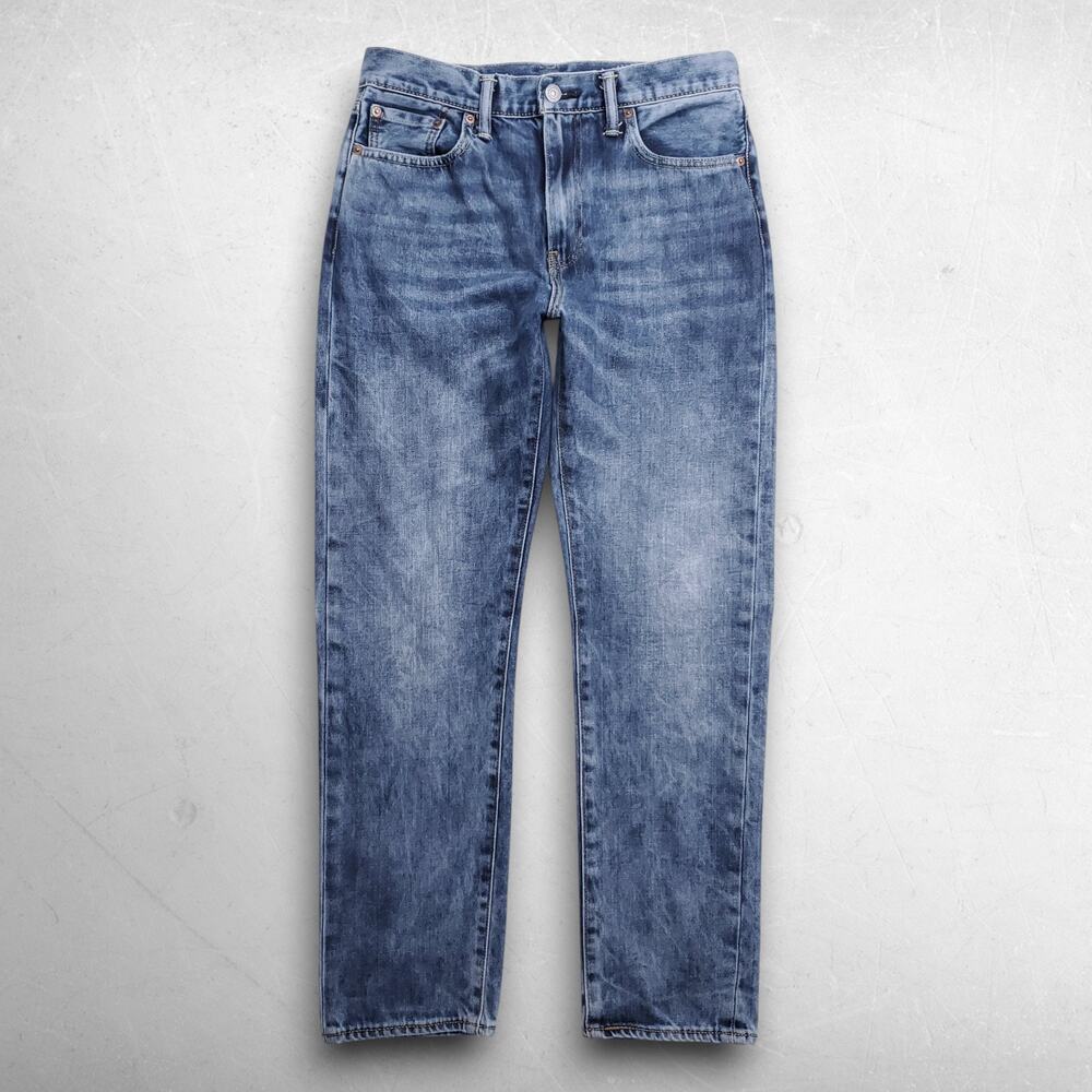 Levis 522 Jeans Slim Taper Leather Patch Two-Tone Premium Men 30x32‎ Stonewash